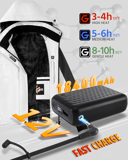 Women’s Graphene Heated Jacket – 12V Fast-Heating Winter Coat with 18,400mAh High-Capacity Battery