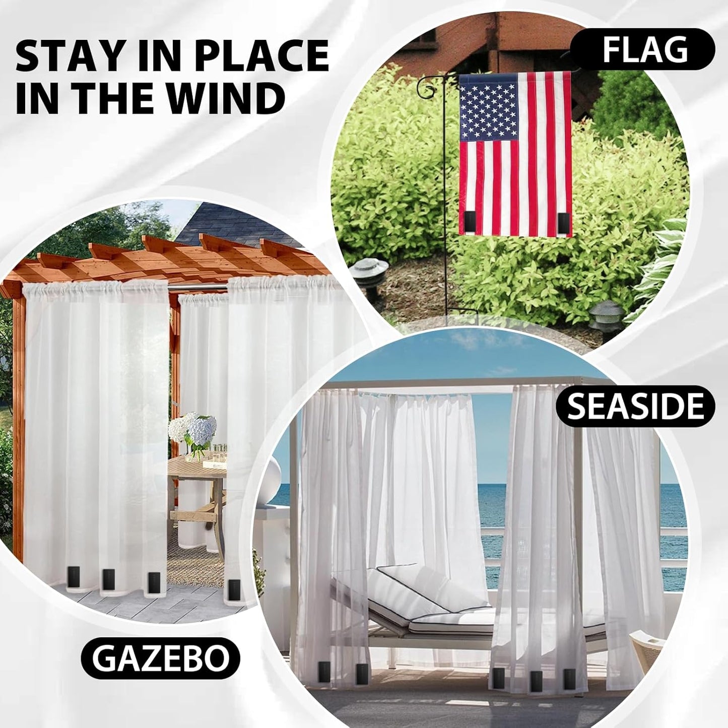 24 Pcs Outdoor Curtain Weights, for Heavy Wind, Outside Curtain, Patio, Mosquito, Cabana, Gazebo, Flags
