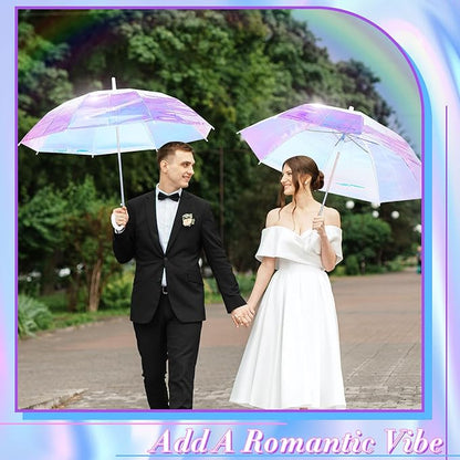 Iridescent Holographic Automatic Umbrella for Women (2-Pack)