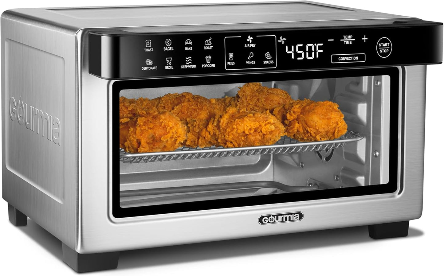 Digital Air Fryer Toaster Oven – 4-Slice Convection with 12 Presets (Stainless Steel)