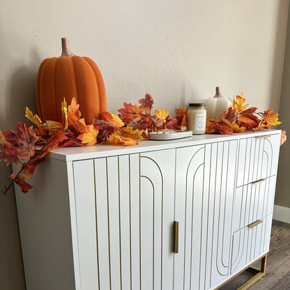 8-Pack Fall Leaf Garland – Artificial Maple Leaf Hanging Vines for Thanksgiving, Fireplace, Wedding & Autumn Home Décor
