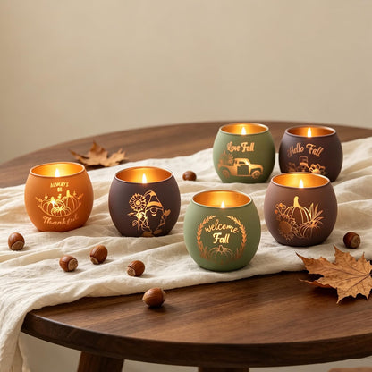 12-Piece Fall Candle Holder Set – Thanksgiving Table Centerpiece Decorations for Autumn Home Décor