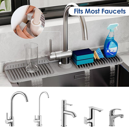 24-Inch Silicone Faucet Mat: Kitchen Sink Splash Guard with 7° Slope for Effective Water Drainage