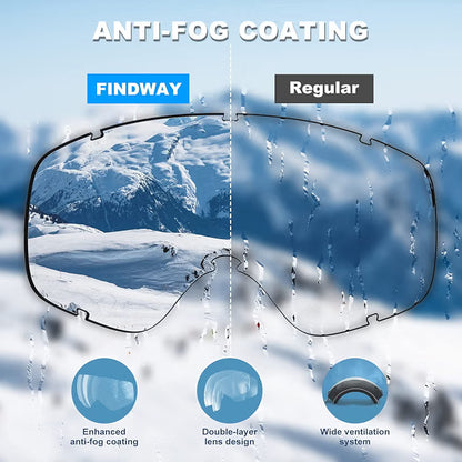 OTG Ski & Snowboard Goggles – Over-the-Glasses Snow Goggles for Men, Women & Youth with 100% UV Protection
