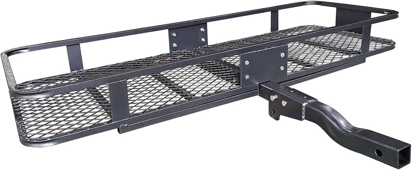 Folding Hitch Mount Cargo Carrier – 60" x 20" x 6" Basket with 16 Cu. Ft. Waterproof Bag, Cargo Net, Straps & Hitch Tightener, 500 lb Capacity