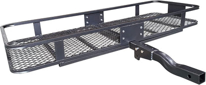 Folding Hitch Mount Cargo Carrier – 60" x 20" x 6" Basket with 16 Cu. Ft. Waterproof Bag, Cargo Net, Straps & Hitch Tightener, 500 lb Capacity