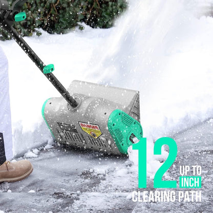 20V Cordless Snow Shovel – 12-Inch Battery-Powered Snow Thrower with Auxiliary Handle, 4.0Ah Li-Ion Battery & Charger