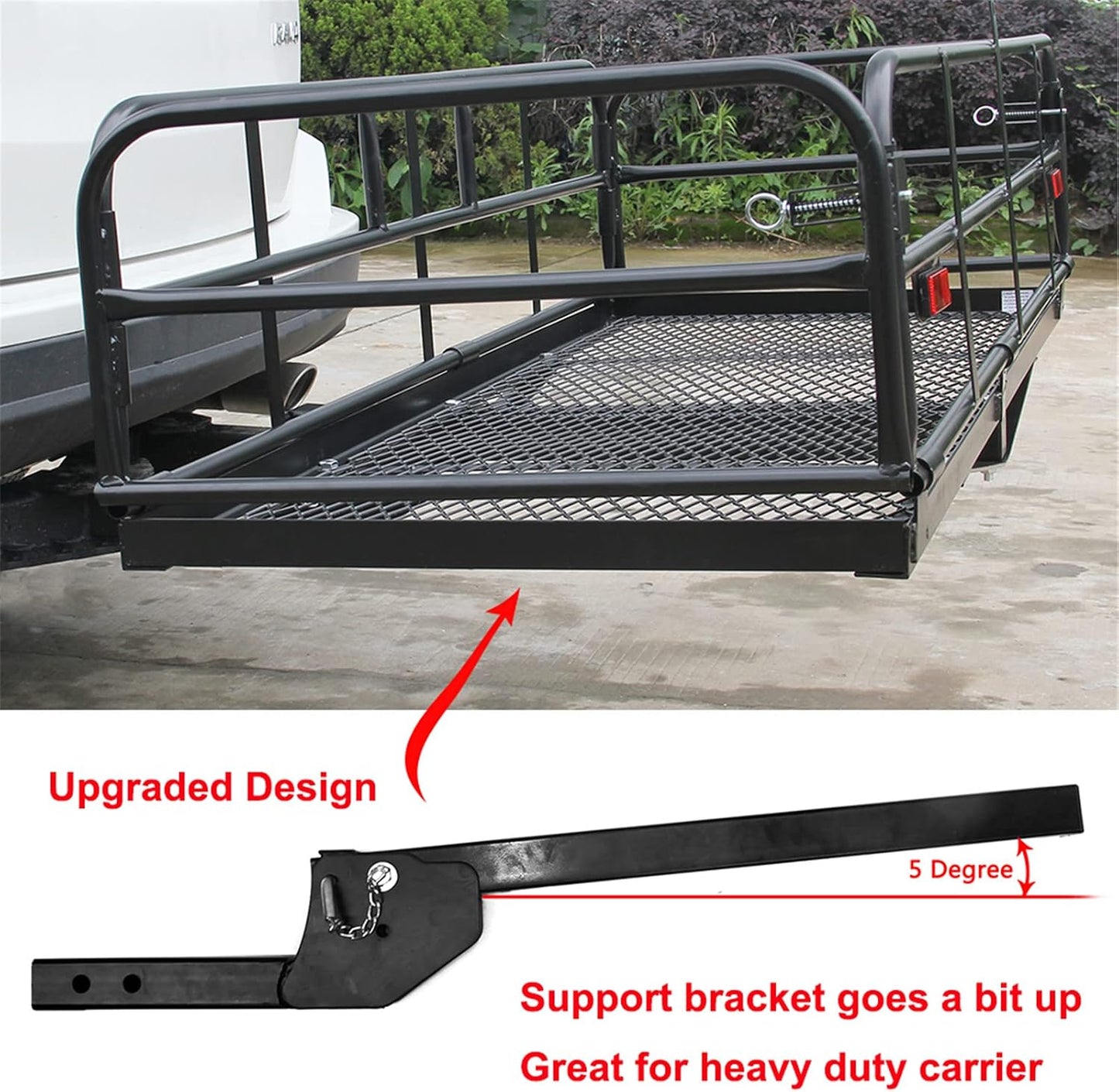 Heavy-Duty Hitch Cargo Carrier – 500 lb Capacity, 60" x 24" Folding Rear Luggage Basket for 2" Receivers