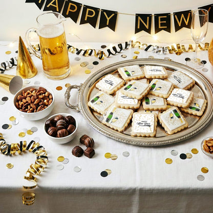 Happy New Year Cookies - Individually Wrapped 2026 Sugar Cookie Treats (24 Pack) for Party Favors