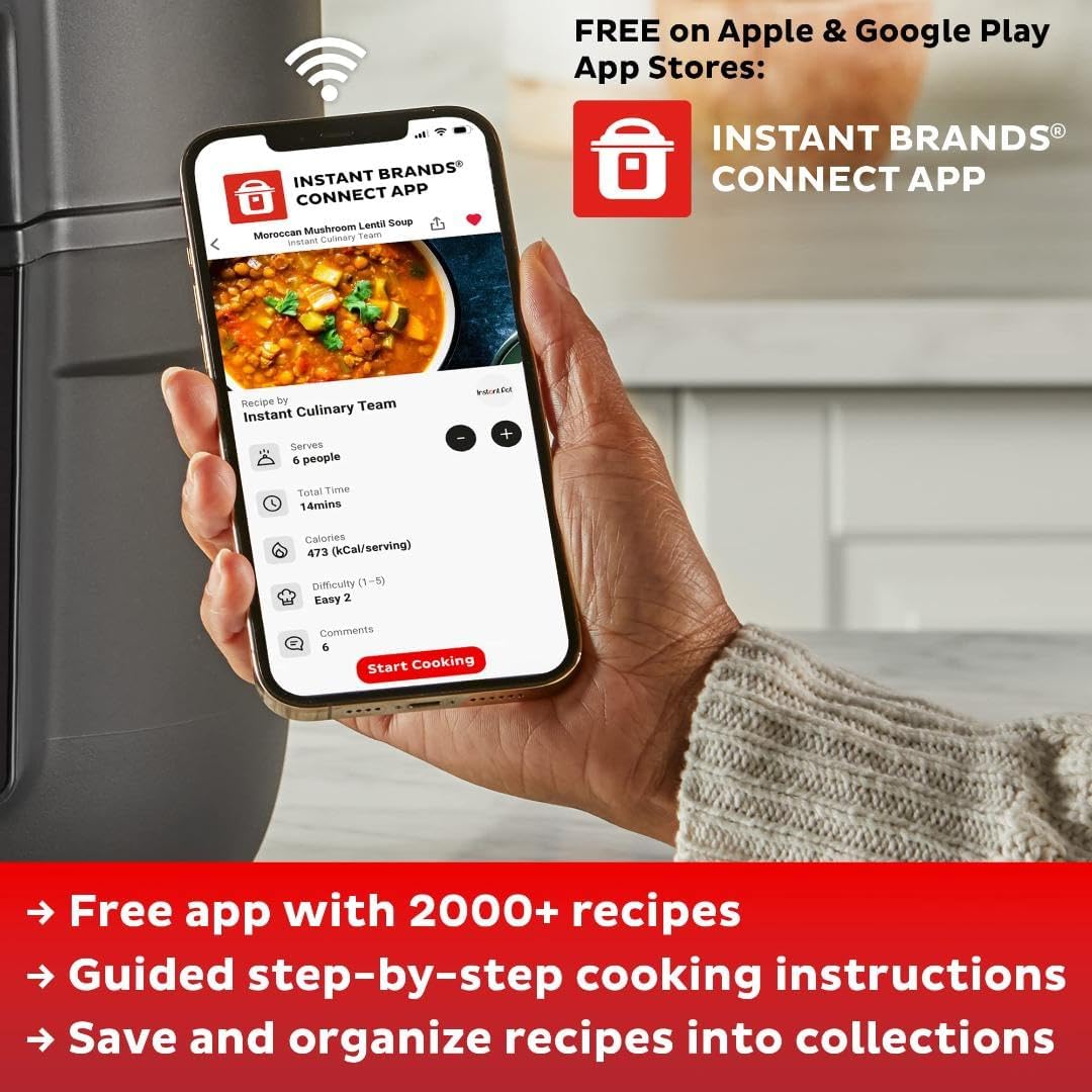 9-in-1 Electric Pressure Cooker Includes App With Over 800 Recipes, Stainless Steel, 6 Quart