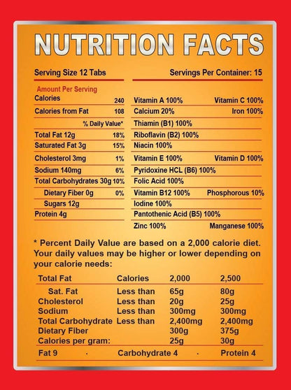 15-Day Emergency Food Supply – 180 Tabs, Gluten-Free Meal Replacement (25-Year Shelf Life, Vanilla)