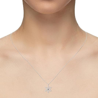 Snowflake Pendant Necklace – Natural Gemstone & Moissanite in Silver or 18K Gold Vermeil