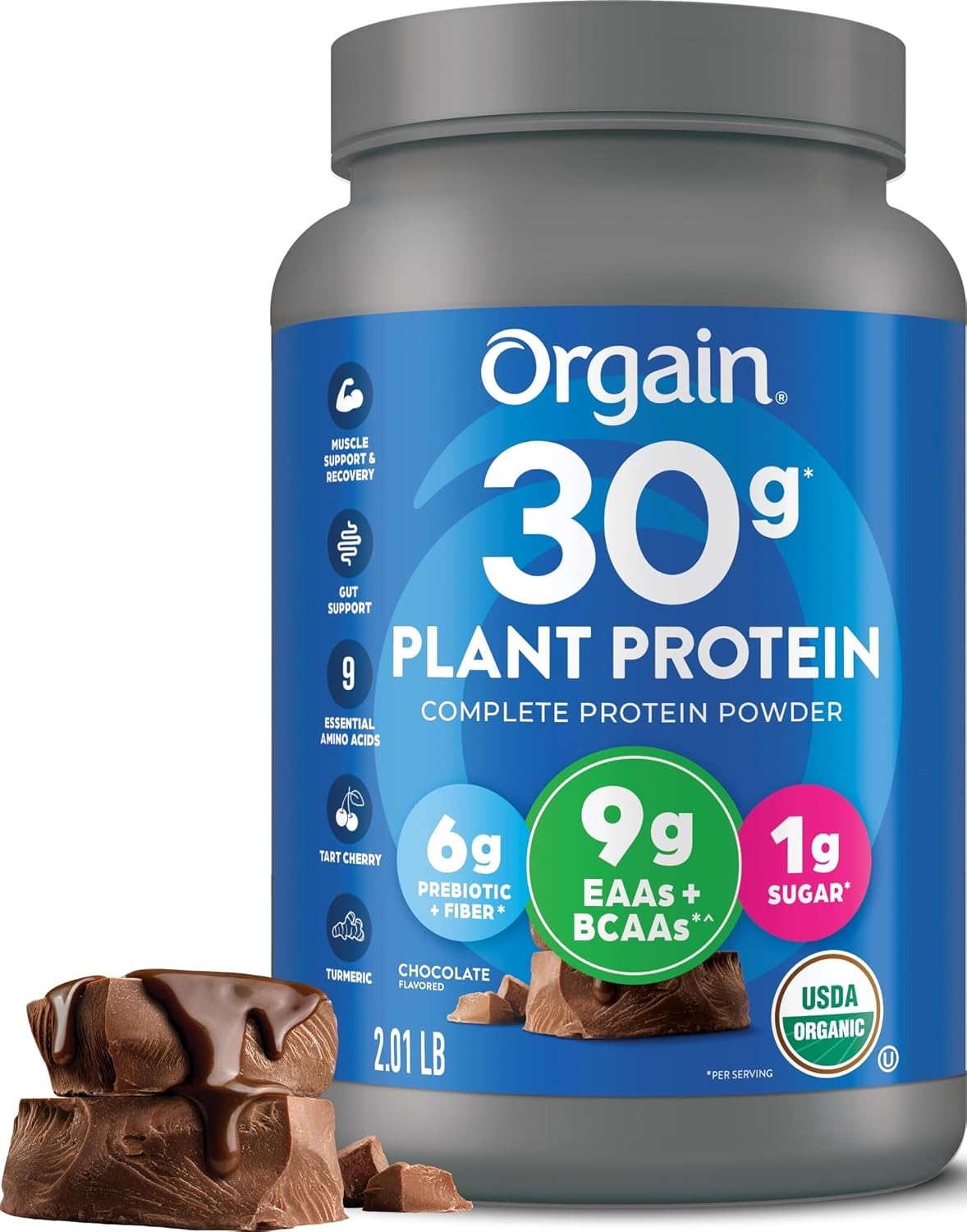Orgain Organic 30g Vegan Protein Powder – Chocolate, Plant-Based Protein with Prebiotic Fiber – 2.01 lb