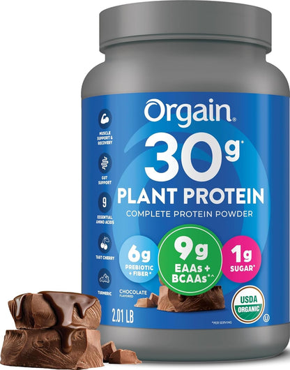 Orgain Organic 30g Vegan Protein Powder – Chocolate, Plant-Based Protein with Prebiotic Fiber – 2.01 lb