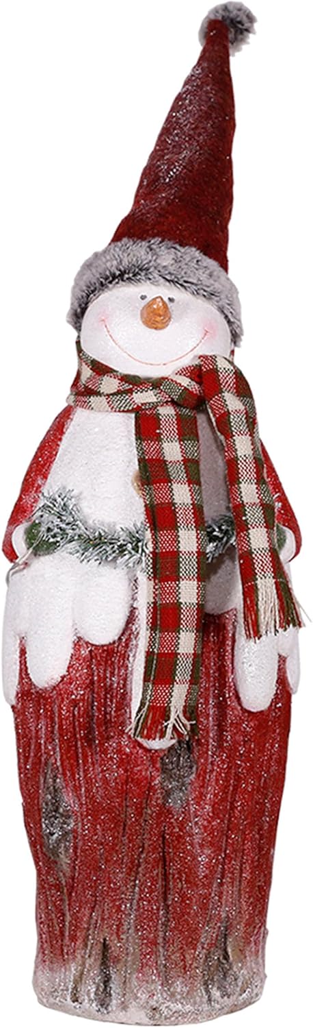 30"H Indoor Country Snowman Statue with LED Lights