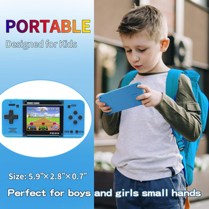 Handheld Game Console: 220 Retro Video Games, Portable with 3.0" LCD Screen & Rechargeable Battery - Blue!