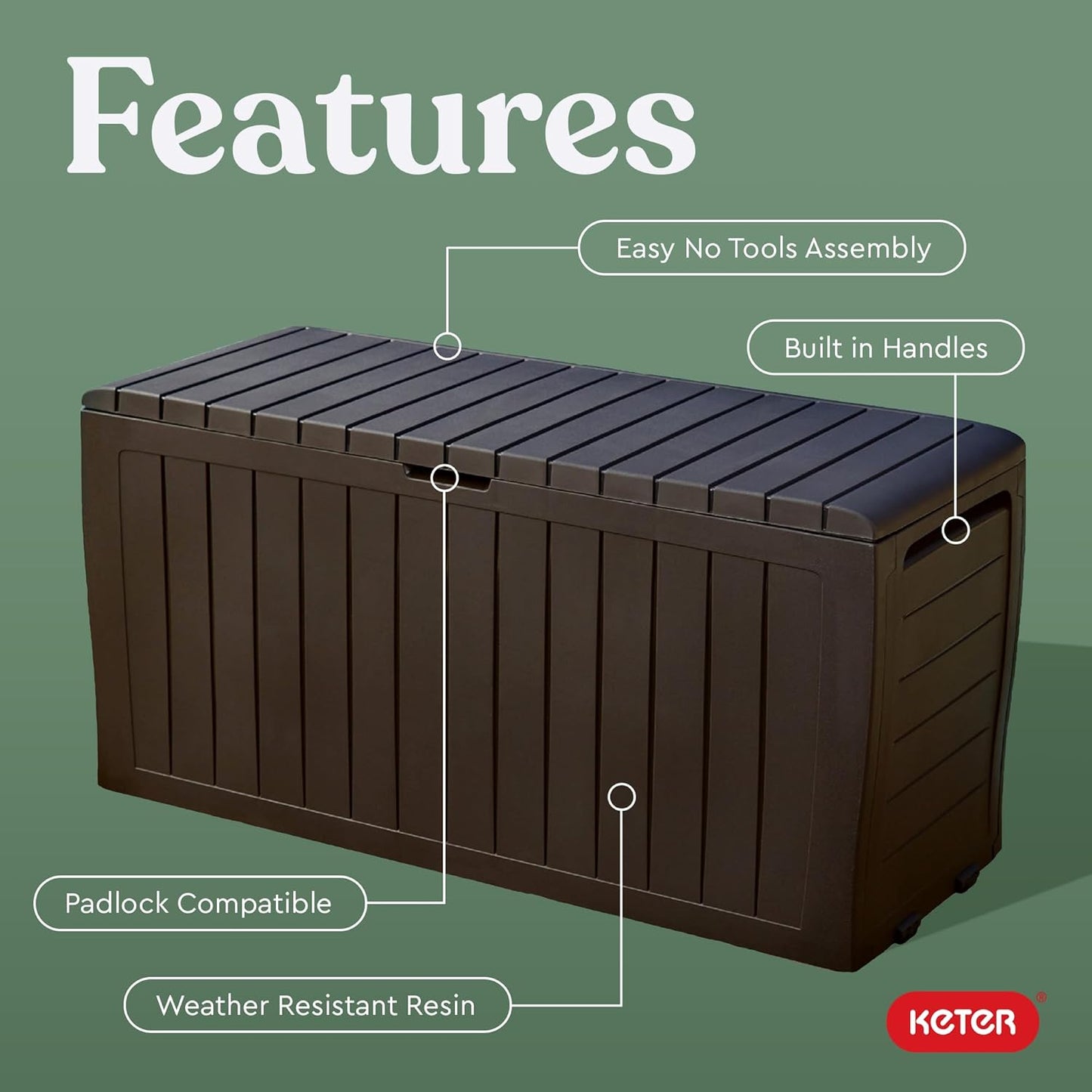 71-Gallon Resin Outdoor Storage Box for Patio Furniture