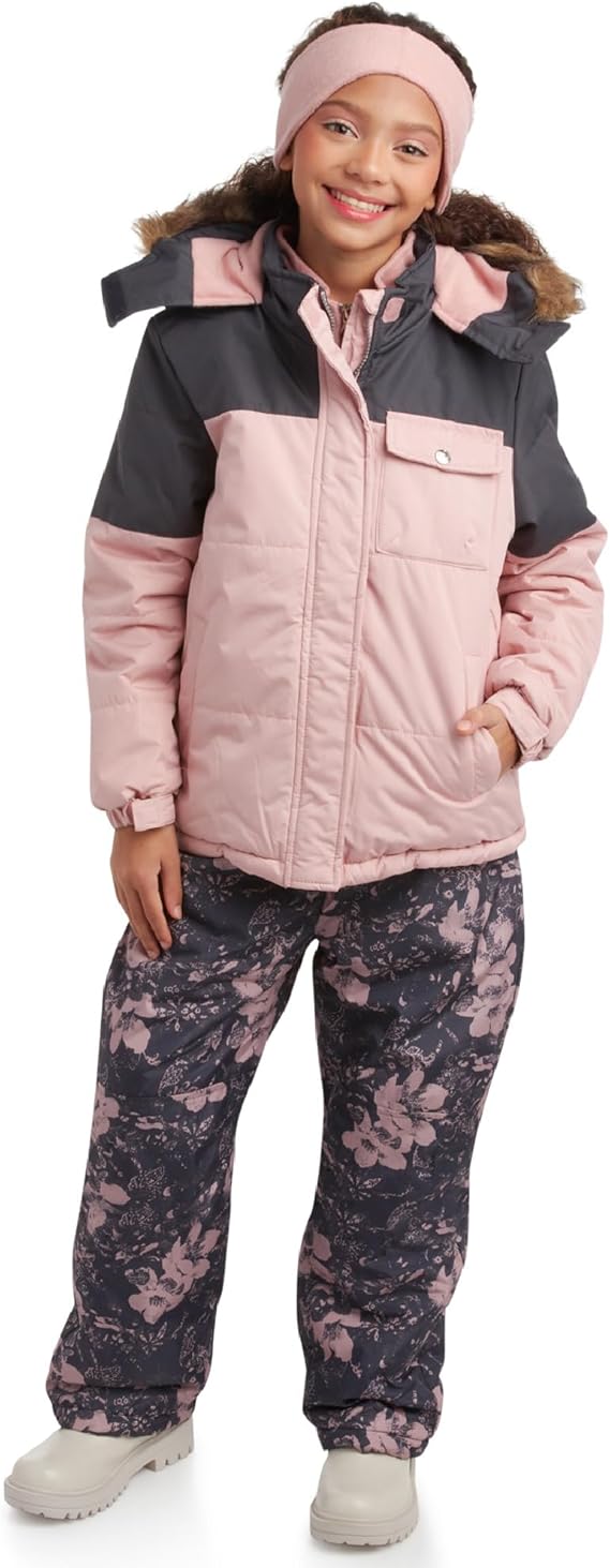 Girls’ Snowsuit – 2-Piece Waterproof Winter Jacket & Ski Pants (Ages 5-6)