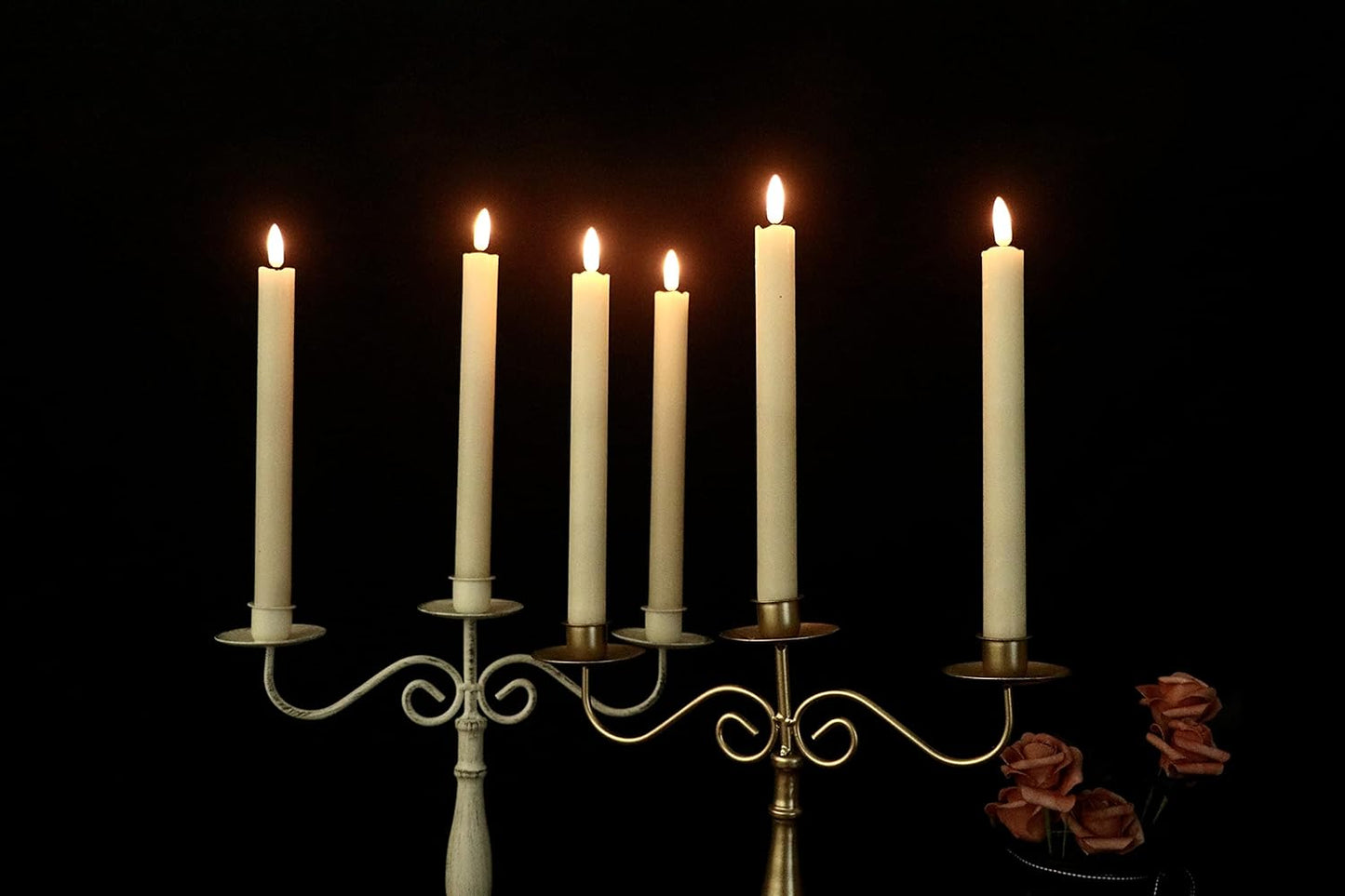Pack of 6 Flameless Ivory Taper Candles with 10-Key Remote