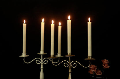 Pack of 6 Flameless Ivory Taper Candles with 10-Key Remote