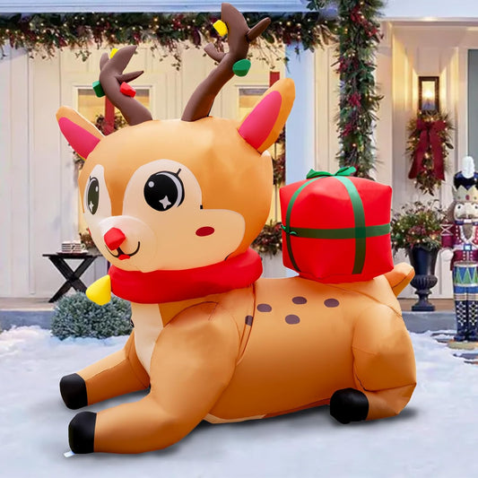 6FT Inflatable Christmas Elk Decoration with Built-in LEDs