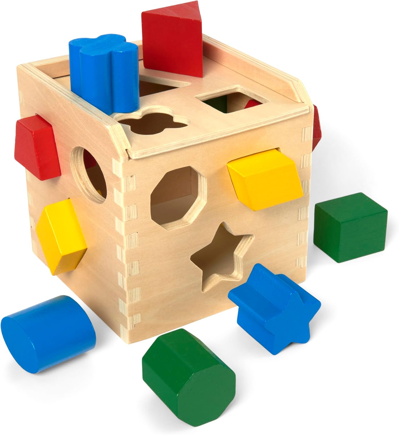 Wooden Shape Sorting Cube – Classic Toy with 12 Shapes