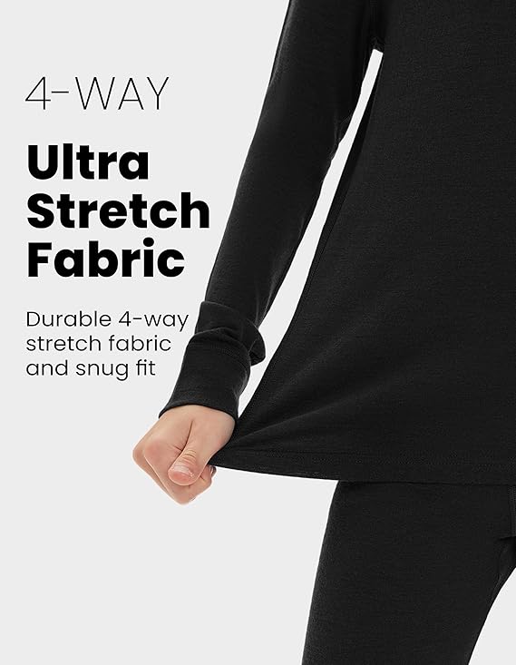 Unisex Kids' Thermal Base Layer Set – 100% Merino Wool Underwear for Girls & Boys