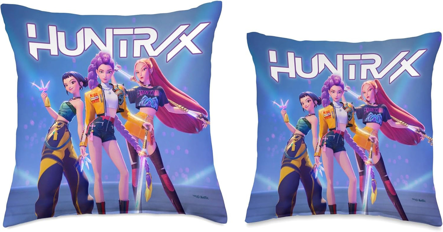 HUNTR/X Throw Pillow – Officially Licensed Kpop Demon Hunters Decorative Cushion