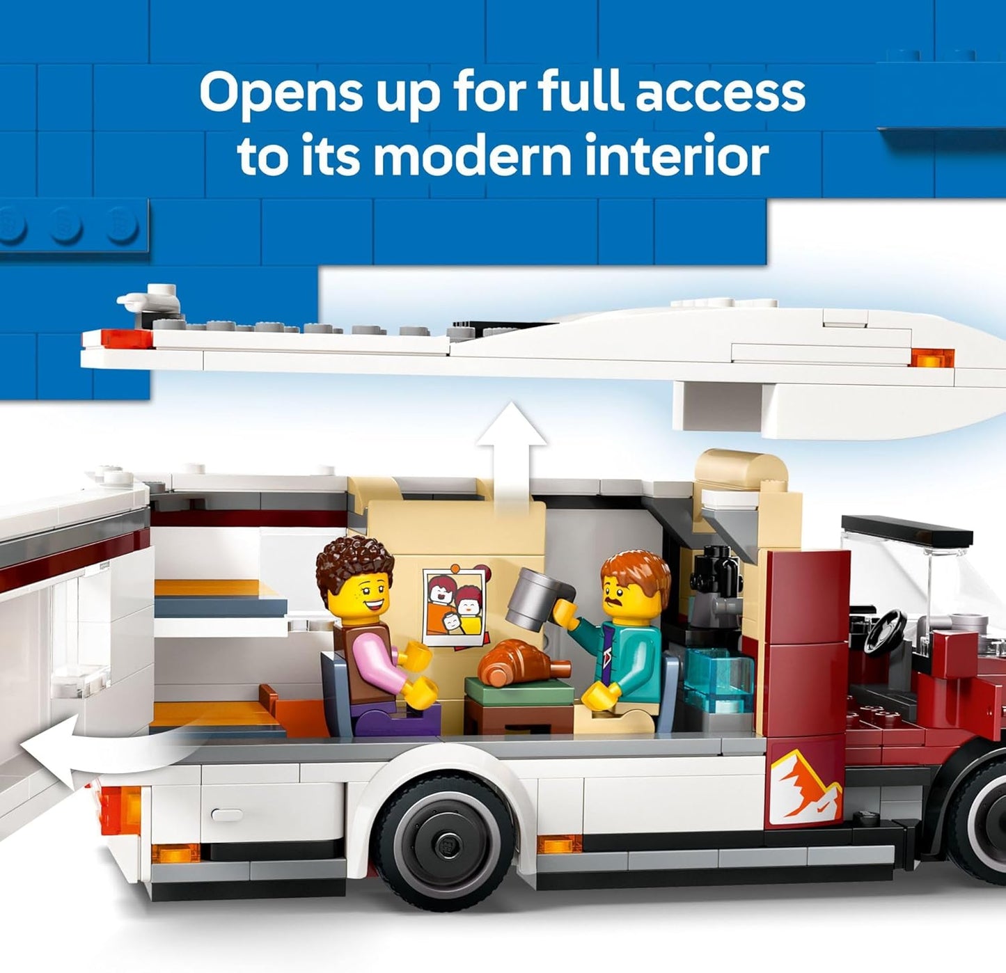 Holiday Adventure Camper Van Building Toy Set - Includes 3 Minifigures & Accessories for Ages 6+
