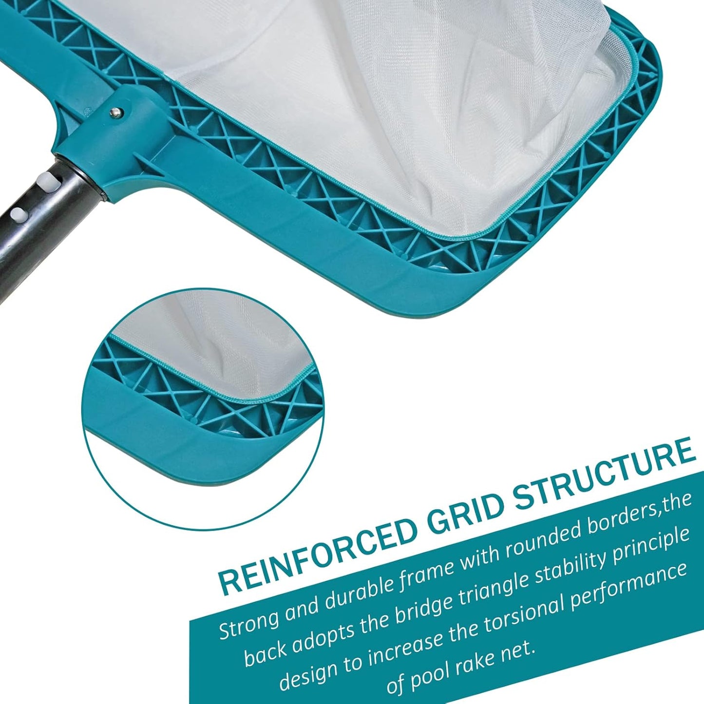 Heavy-Duty Pool Skimmer Net with Deep Nylon Mesh Bag