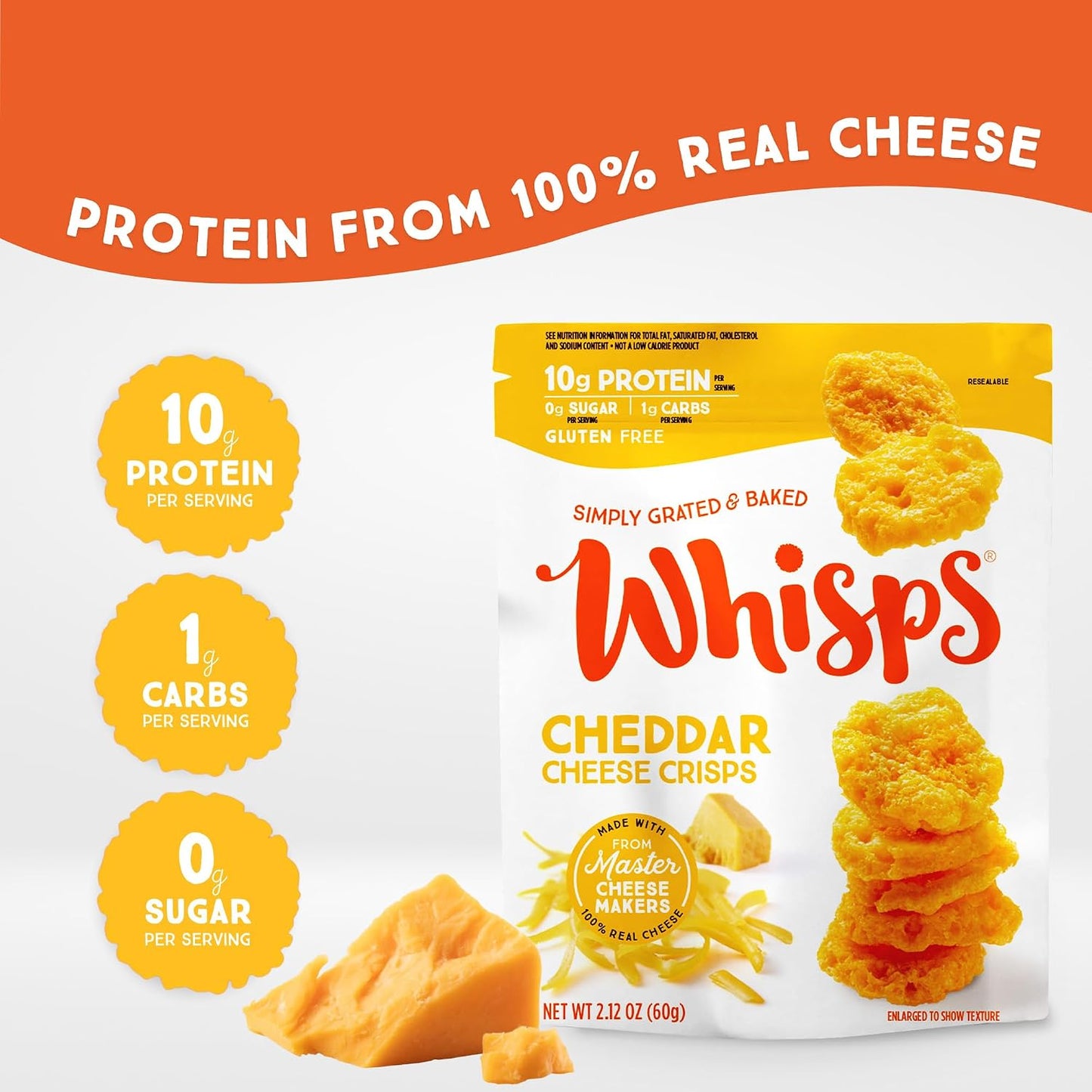 Cheese Crisps Variety Pack – High Protein, Low Carb Keto Snacks, Gluten-Free Protein Chips, 2.12 oz (6 Pack)