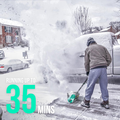 20V Cordless Snow Shovel – 12-Inch Battery-Powered Snow Thrower with Auxiliary Handle, 4.0Ah Li-Ion Battery & Charger