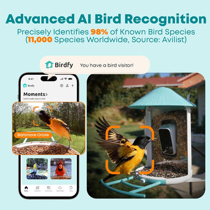 Smart Bird Feeder with 2K AI Camera – Auto Video Capture & Live Stream (Subscription Required)