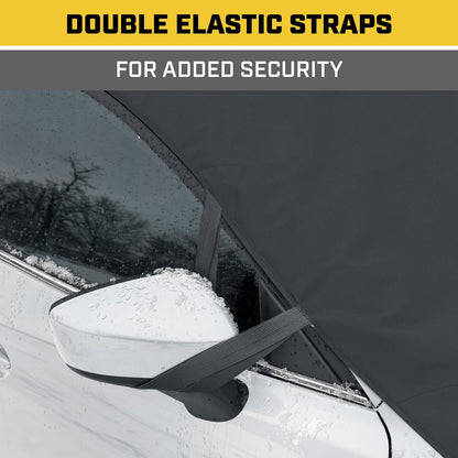 78" x 45" Windshield Snow Cover – Weatherproof Ice, Frost & Sleet Protector with Anti-Theft Straps for Cars, Trucks, Vans & SUVs, Black