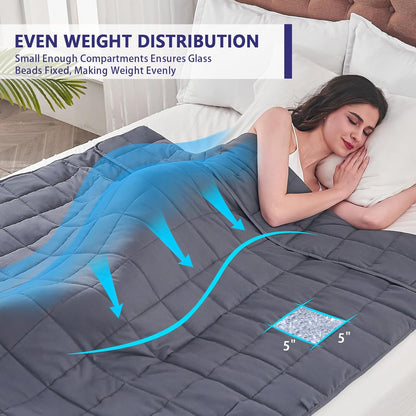20 lb Weighted Blanket for Adults – Cooling, Breathable Queen Size (60" x 80", Grey)