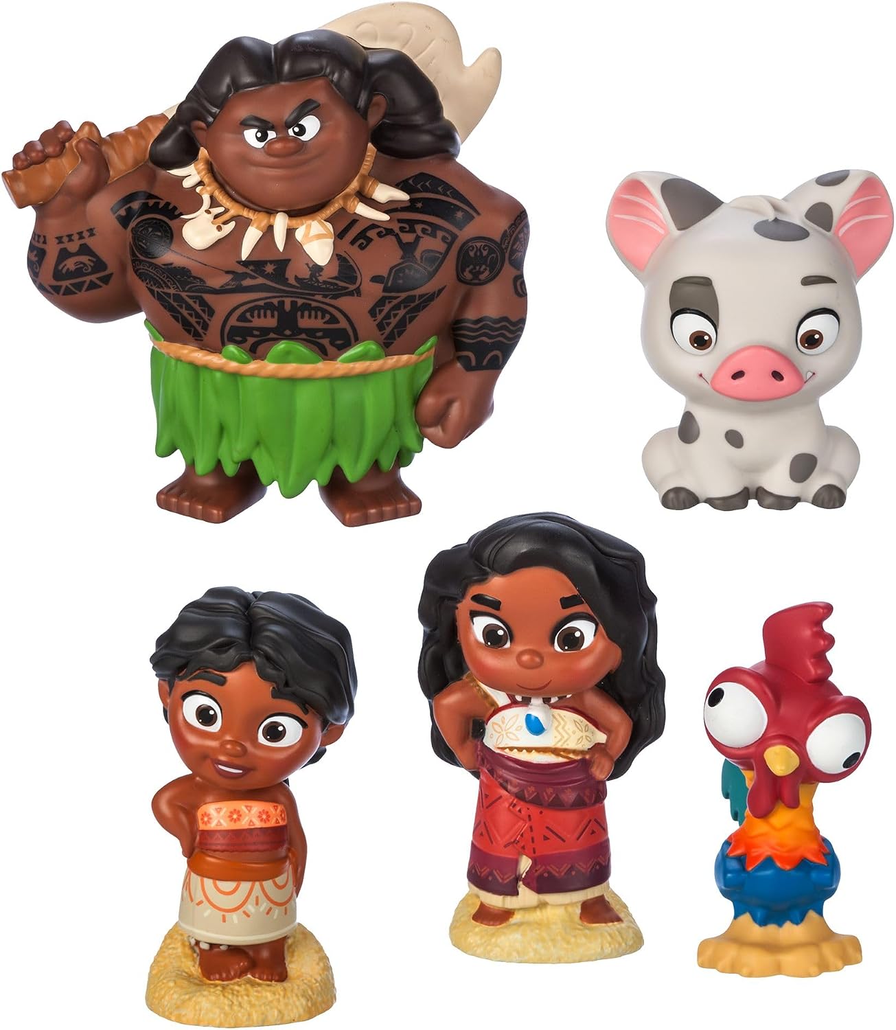 Moana 2 Bath Toys Set – 5 Character Toys with Storage Bucket for Bath Time & Water Play Fun