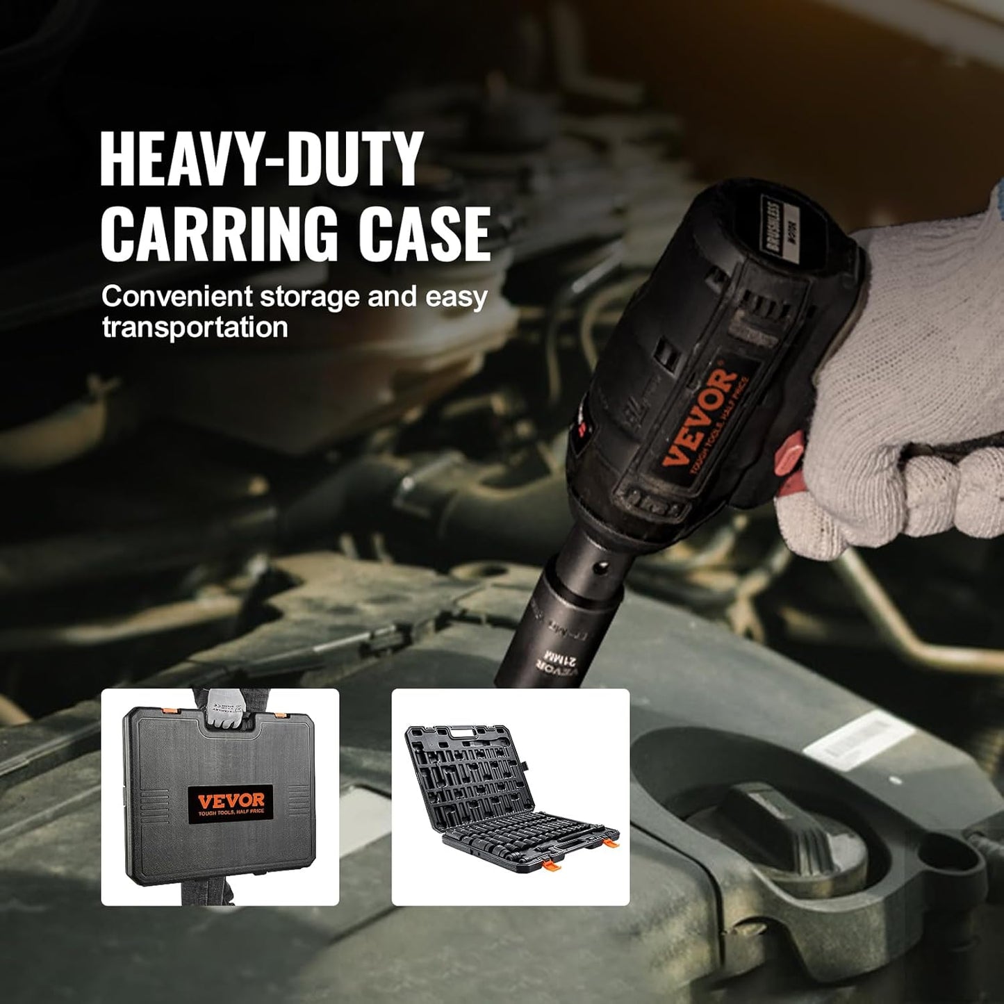 65-Piece 1/2" Drive Impact Socket Set, SAE & Metric, Cr-V Alloy Steel, Rugged Case