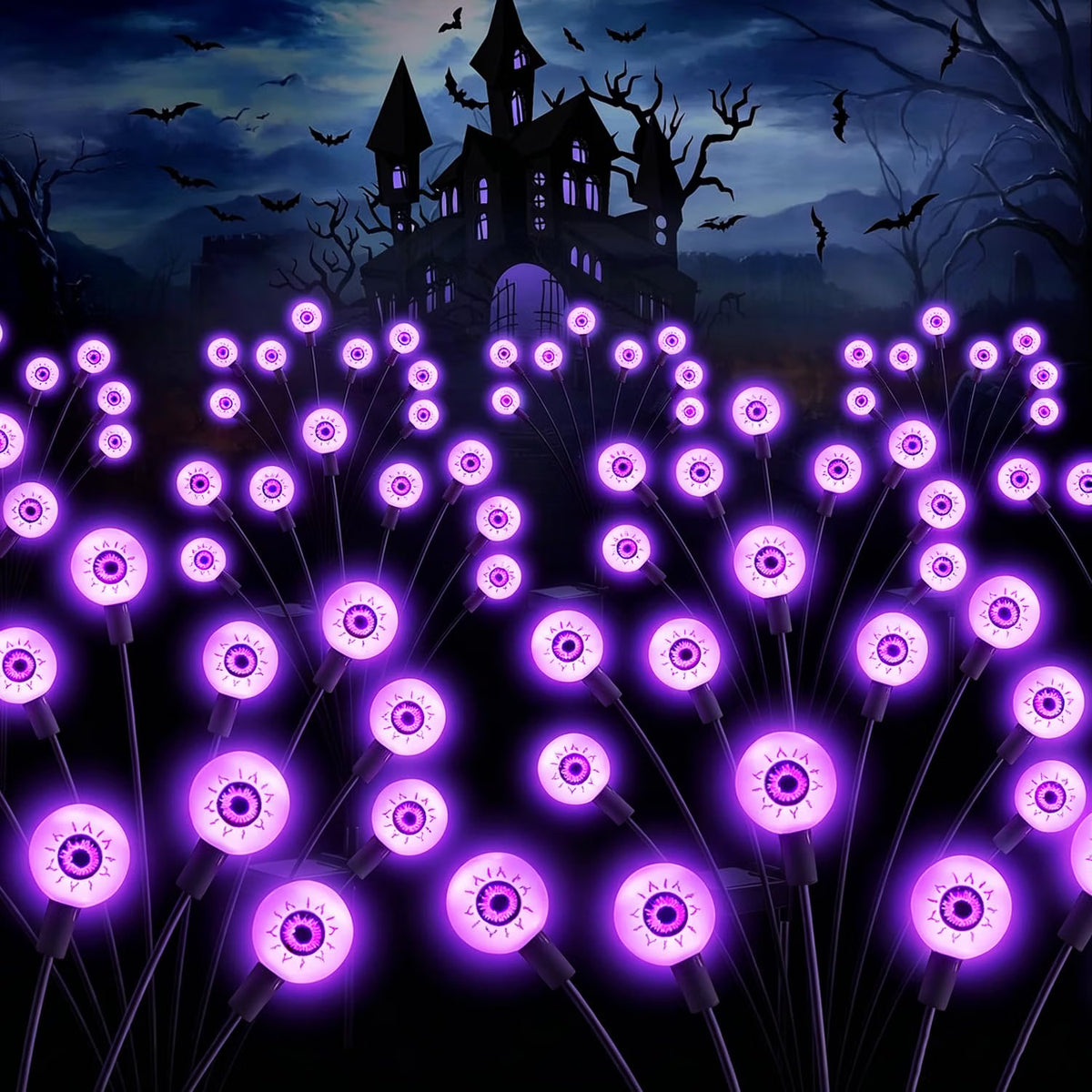 10-Pack Solar Halloween Scary Eyeball Lights – 80 LED Waterproof Outdoor Spooky Yard Decorations