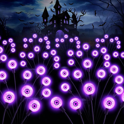 10-Pack Solar Halloween Scary Eyeball Lights – 80 LED Waterproof Outdoor Spooky Yard Decorations