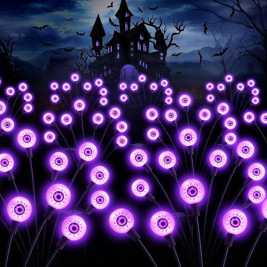 10-Pack Solar Halloween Scary Eyeball Lights – 80 LED Waterproof Outdoor Spooky Yard Decorations