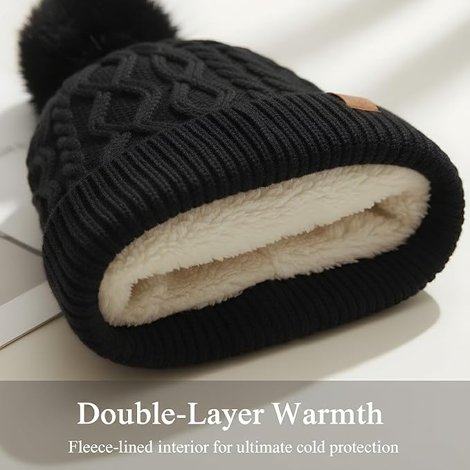 Winter Beanie Hat Scarf Gloves Headband Set – Knit Beanie, Warm Scarf, Touchscreen Gloves & Ear Warmer, Gift for Women & Men