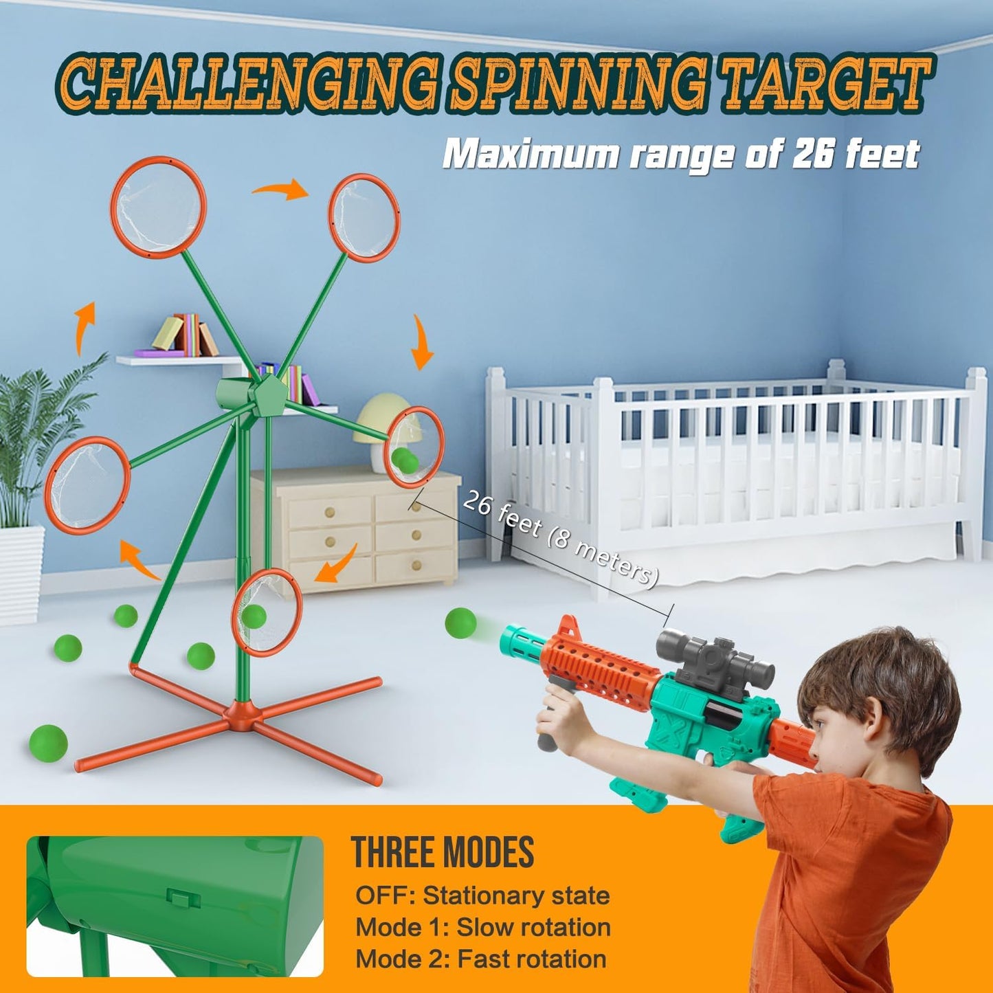 Shooting Games Toy Set – Outdoor Game for Kids Ages 5+ | Includes Moving Target, 2 Popper Air Toy Guns, and 24 Foam Balls – Great Gift for Boys and Girls!