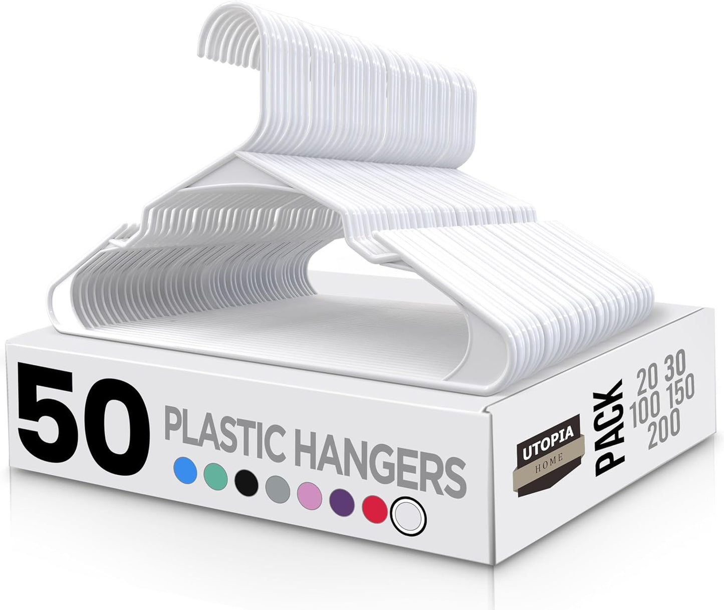 50-Pack Plastic Hangers – Durable Space-Saving Closet Organizers for Apartments and Dorms