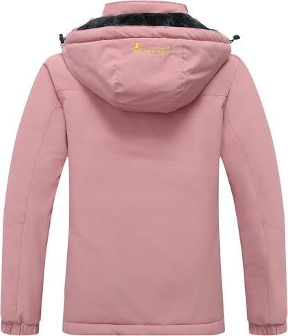 Women’s Warm Winter Ski Jacket – Insulated Snowboarding Coat for Cold Weather & Snow Sports, Pink, Small