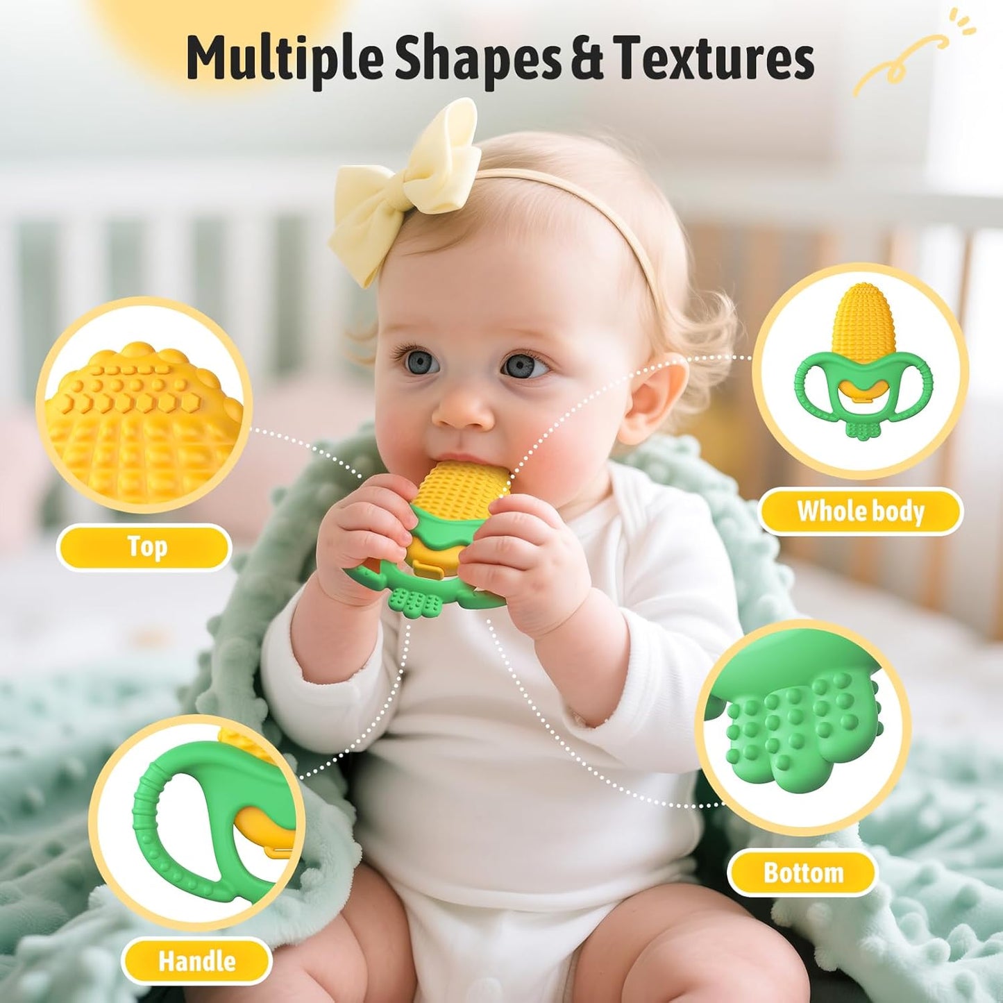 Baby Corn Teether – BPA-Free Freezer-Safe Teething Relief Toy (0–12 Months)