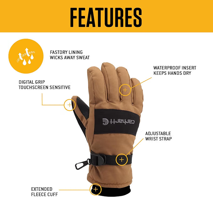 Men’s Waterproof Insulated Winter Gloves – Knit Cuff Cold Weather Gloves, Black, Large