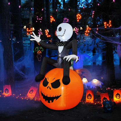 6 Ft Halloween Inflatable Pumpkin – LED Light-Up Outdoor Blow-Up Yard Decoration for Lawn & Garden