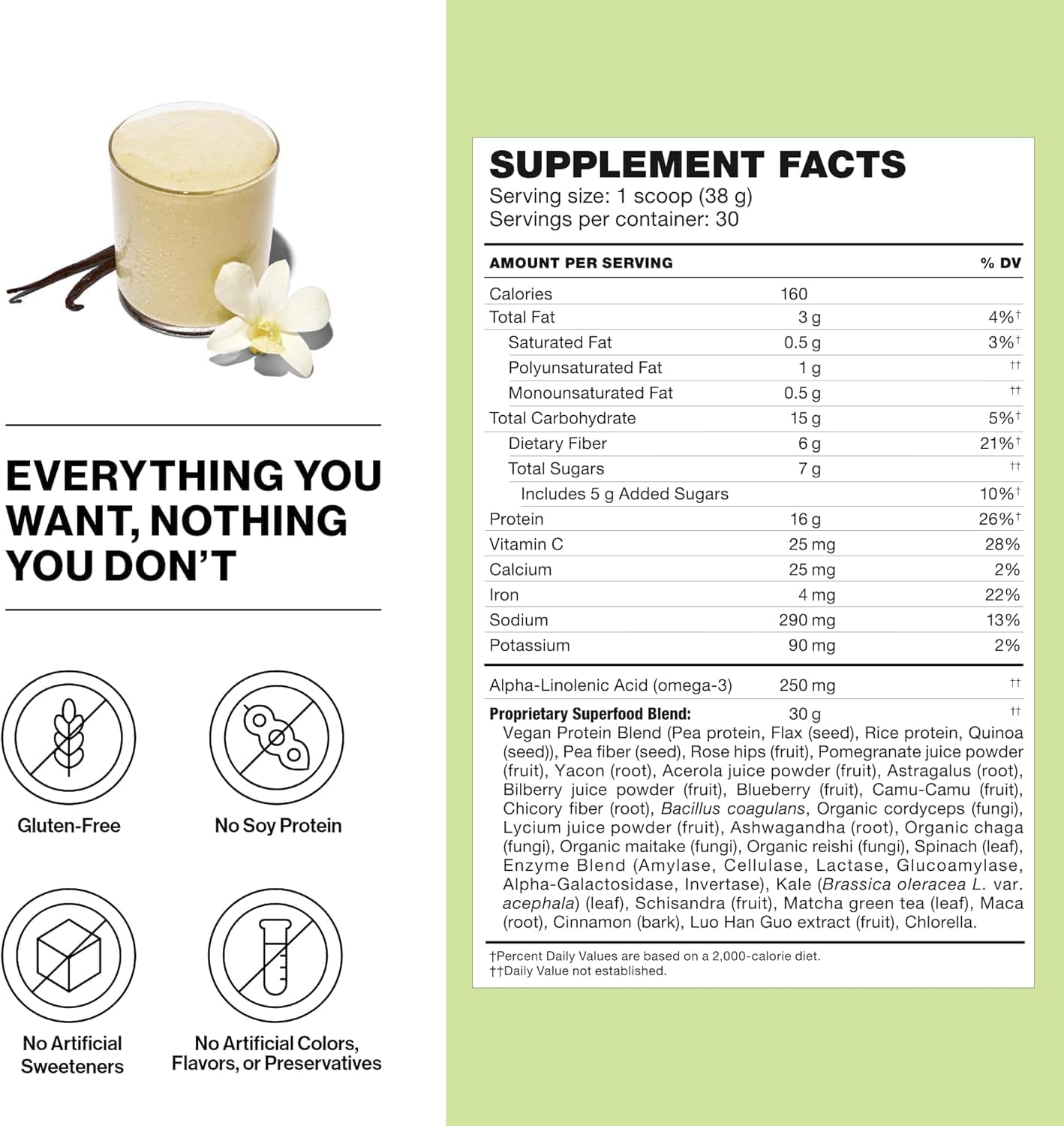 Plant-Based Protein Powder – Gluten-Free Shake for Weight Loss, Lean Muscle & Gut Health (Cookies & Cream, 30 Servings)