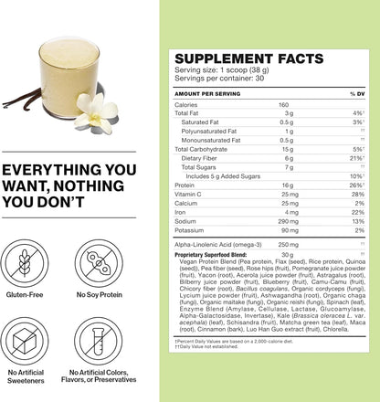 Plant-Based Protein Powder – Gluten-Free Shake for Weight Loss, Lean Muscle & Gut Health (Cookies & Cream, 30 Servings)
