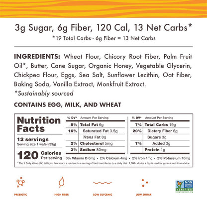 Honey & Oats Stroopwafels – Keto-Friendly, Non-GMO, Low Sugar (3g), Low-Calorie Snack, 48 Pack